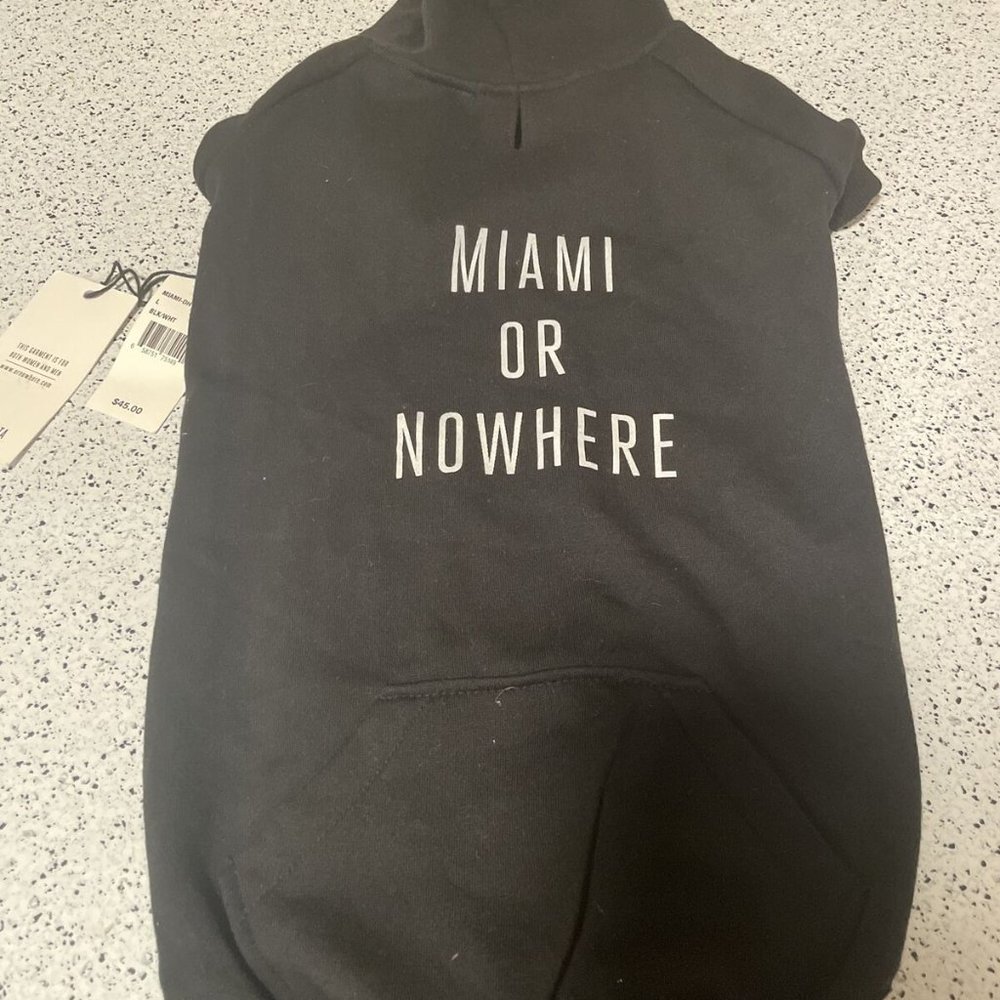 Knowlita 'Miami or Nowhere' Dog Hoodie Size L New with Tags